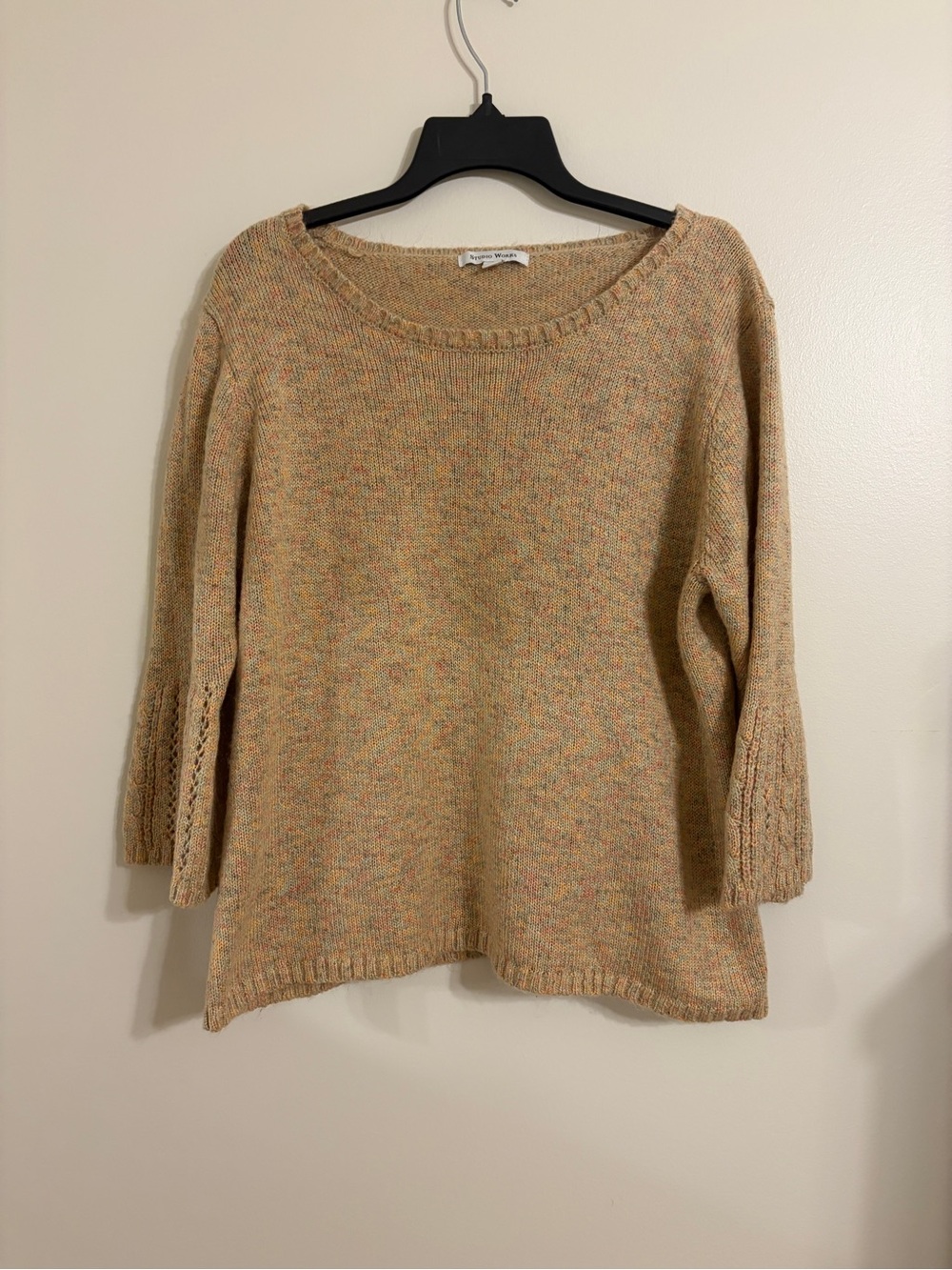 Studio Works | Cozy Neutral Knit Sweater with 3/4 sleeves - Size XL